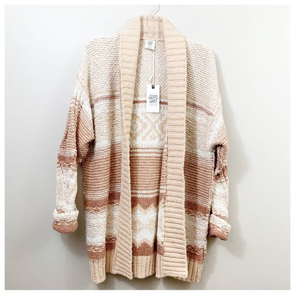 Good Hart by Matilda Jane Duval Knit Tan/Cream Open Cardigan - Picture 2 of 10